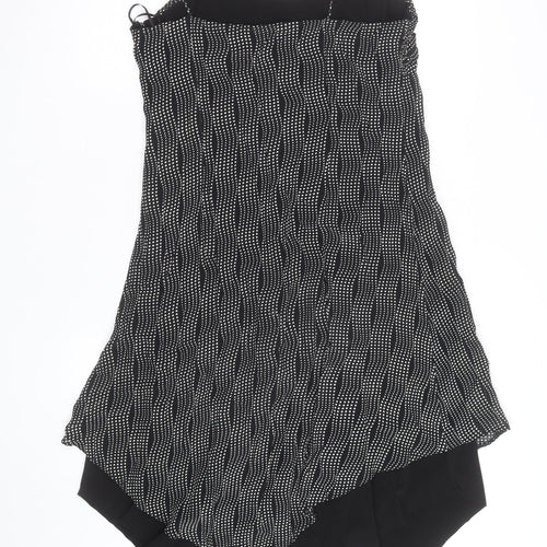 Arabella Womens Black Polka Dot Asymmetric Strap Dress Size 12
