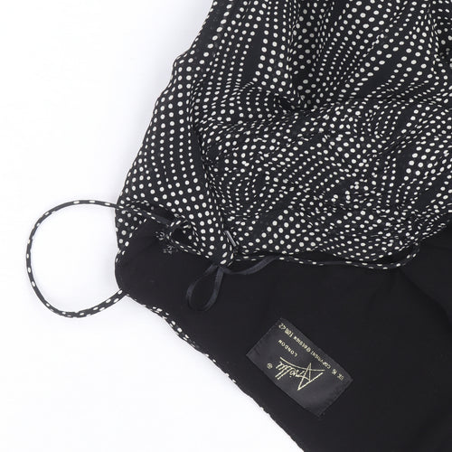 Arabella Womens Black Polka Dot Asymmetric Strap Dress Size 12
