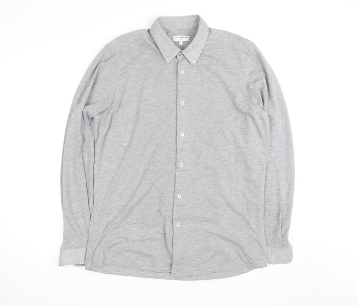 Taylor & Wright Men's Grey Slim Fit Long Sleeve Button-Up Shirt Size L