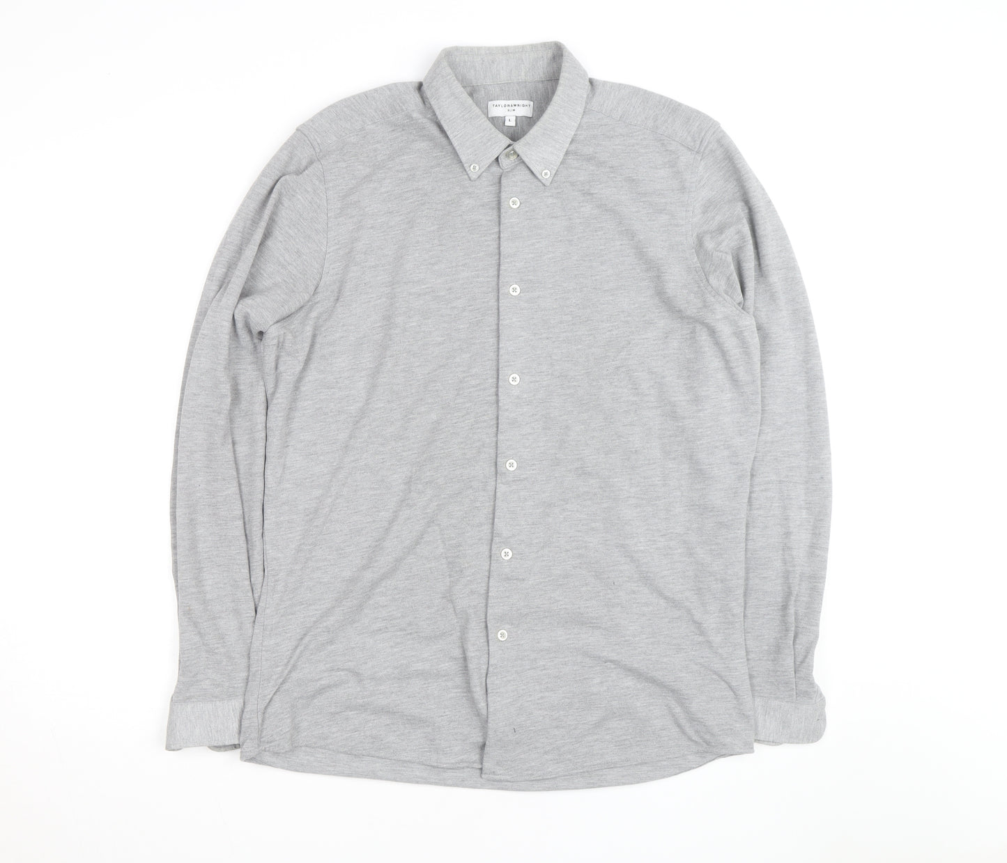 Taylor & Wright Men's Grey Slim Fit Long Sleeve Button-Up Shirt Size L