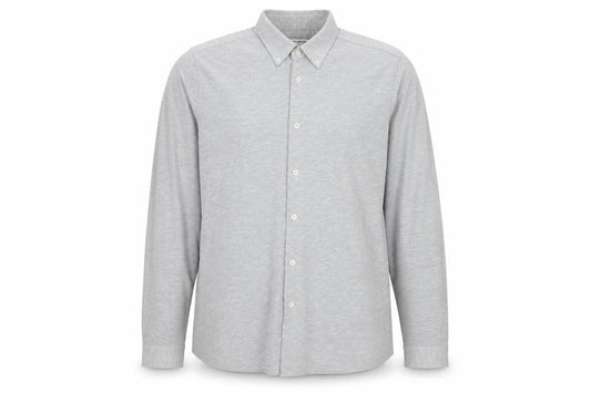 Front view of Taylor & Wright Men's Grey Slim Fit Long Sleeve Button-Up Shirt, size L