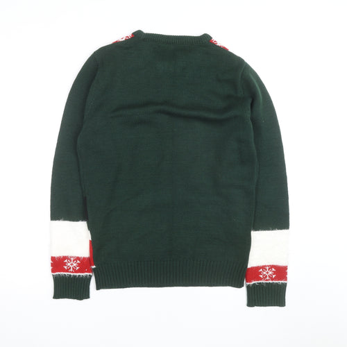 Merry Christmas Men's Green Elf Pullover Jumper Size S Winter Knit