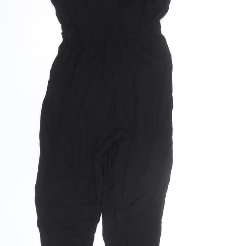Select Women Black Button Front Short Sleeve Jumpsuit Size 12