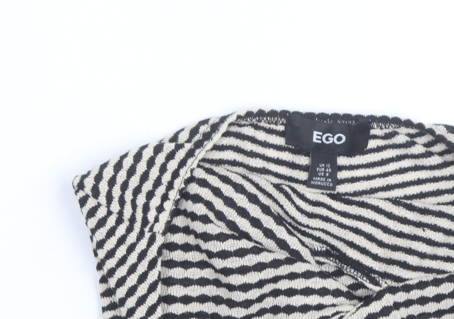 EGO Women’s Black Striped Halter Cropped Knit Tank Top Size 12