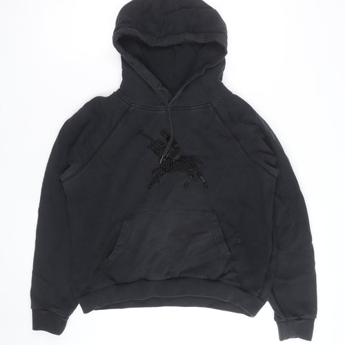 Polo Ralph Lauren Men's Black XL Beaded Logo Pullover Hoodie