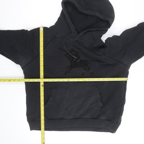Polo Ralph Lauren Men's Black XL Beaded Logo Pullover Hoodie