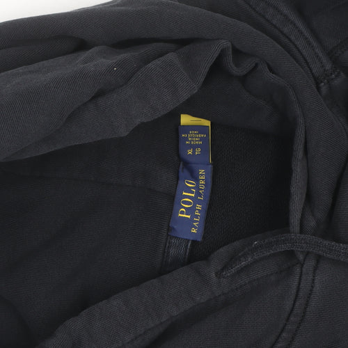 Polo Ralph Lauren Men's Black XL Beaded Logo Pullover Hoodie