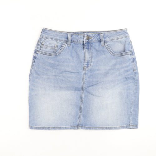 F&F Women's Blue Denim Short Pencil Skirt Size 12