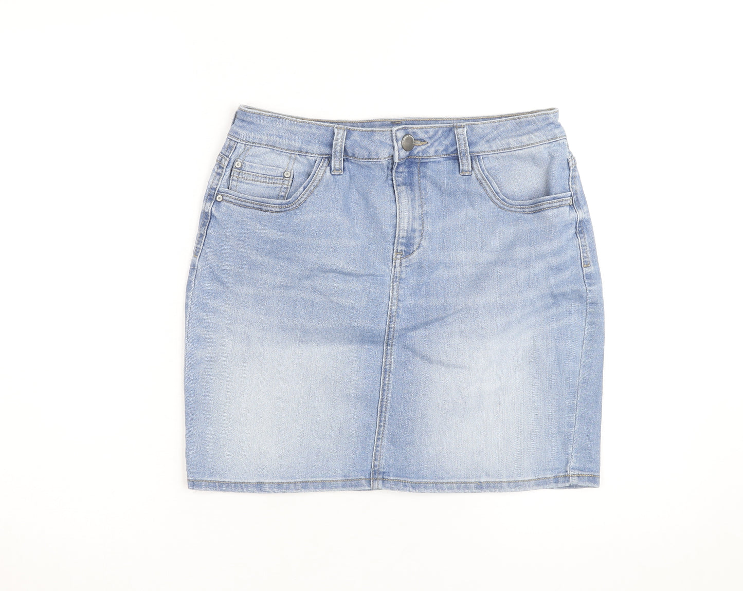 F&F Women's Blue Denim Short Pencil Skirt Size 12