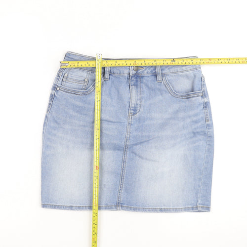 F&F Women's Blue Denim Short Pencil Skirt Size 12