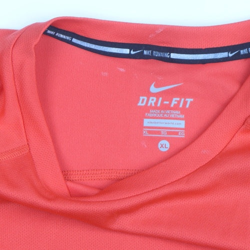 Nike Men's Red XL Dri-Fit Running T-Shirt Breathable Activewear Top