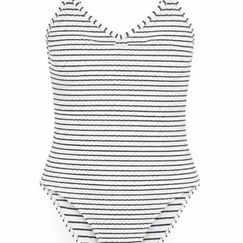 River Island Womens Black Striped Bodysuit Size 8 Sleeveless V-Neck Stretch