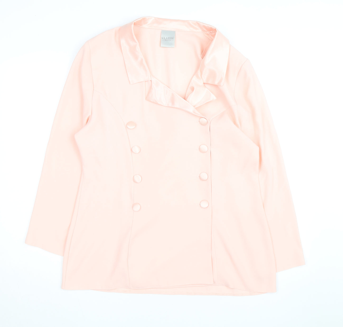 Classic Woman Pink Polyester Blazer Jacket UK 16 Womens