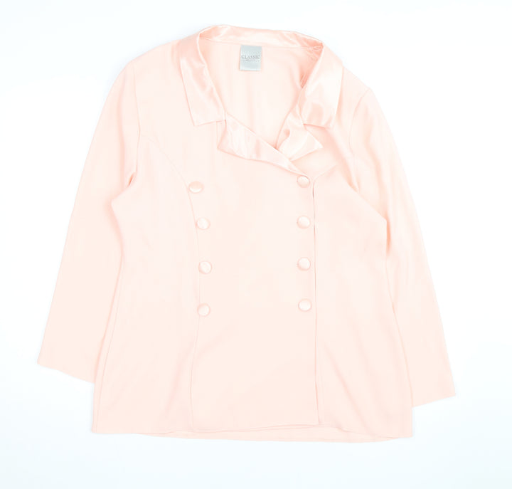 Classic Woman Pink Polyester Blazer Jacket UK 16 Womens