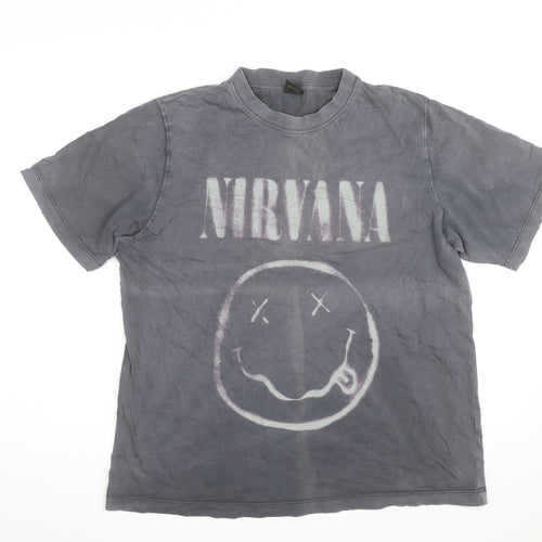 Primark Men's Grey Nirvana Band Graphic T-Shirt M