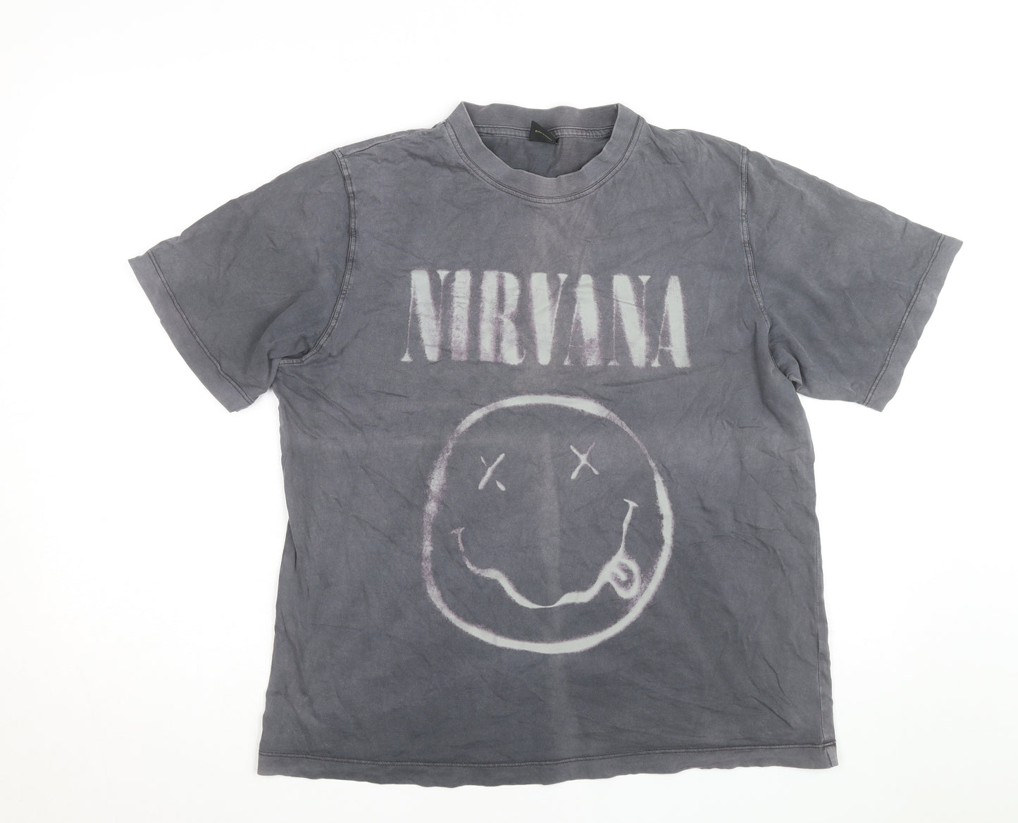 Primark Men's Grey Nirvana Band Graphic T-Shirt M