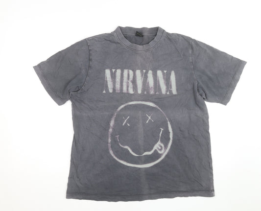 Primark Men's Grey Nirvana Band Graphic T-Shirt M