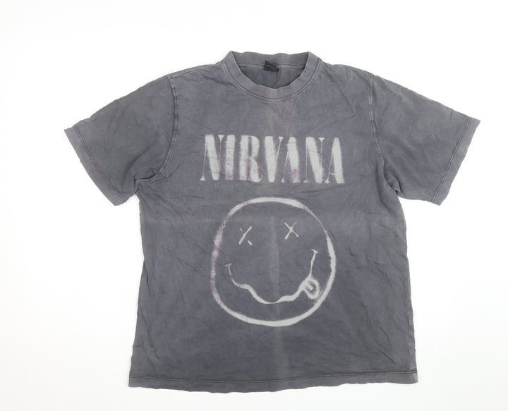 Primark Men's Grey Nirvana Band Graphic T-Shirt M