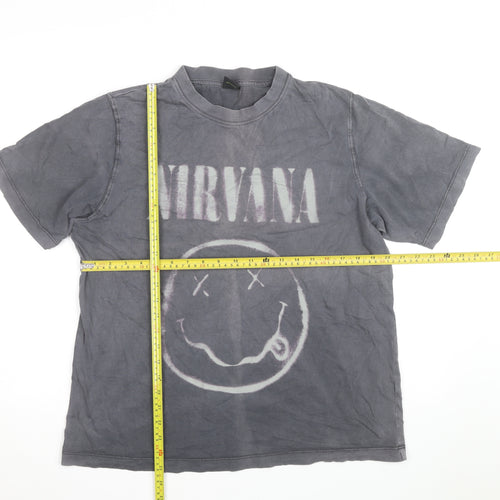 Primark Men's Grey Nirvana Band Graphic T-Shirt M