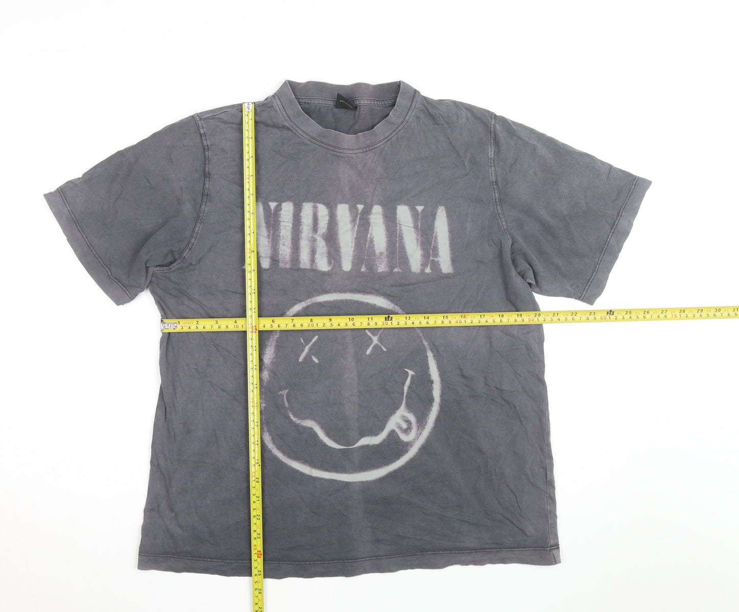 Primark Men's Grey Nirvana Band Graphic T-Shirt M