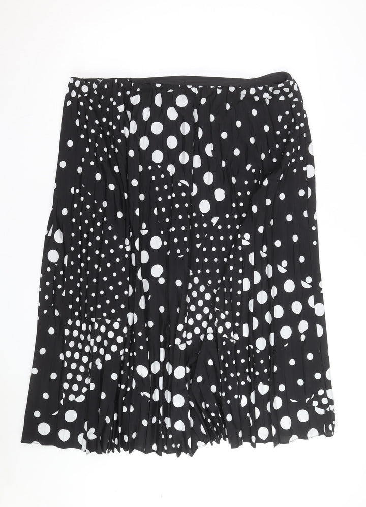 Anthology Women's Black Polka Dot Pleated Midi Skirt Size 16