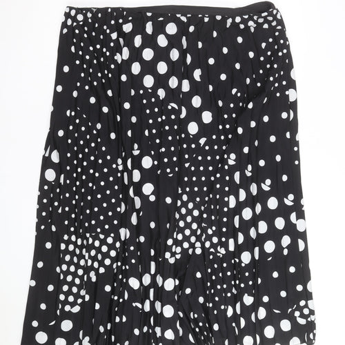 Anthology Women's Black Polka Dot Pleated Midi Skirt Size 16