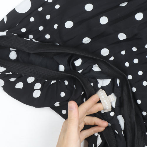 Anthology Women's Black Polka Dot Pleated Midi Skirt Size 16