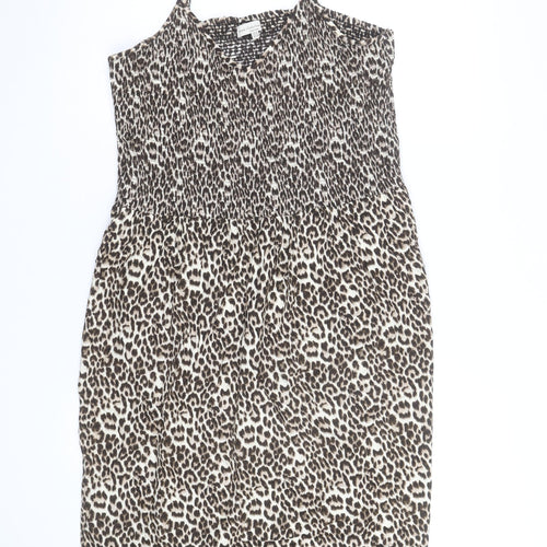 F&F Women’s Brown Leopard Print Sleeveless Slip Dress Size 10