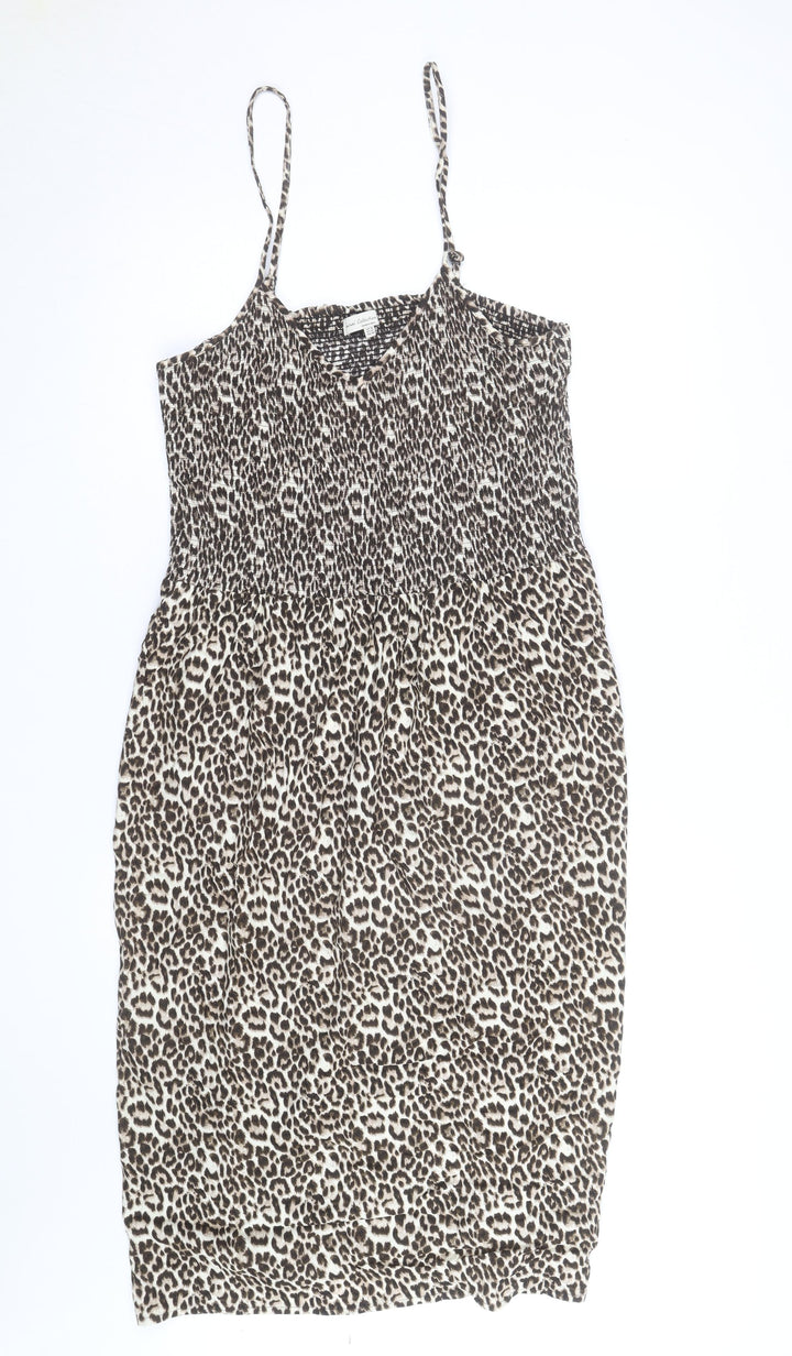 F&F Women’s Brown Leopard Print Sleeveless Slip Dress Size 10