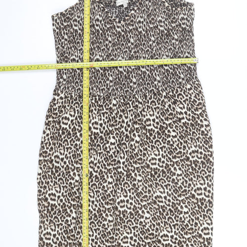 F&F Women’s Brown Leopard Print Sleeveless Slip Dress Size 10