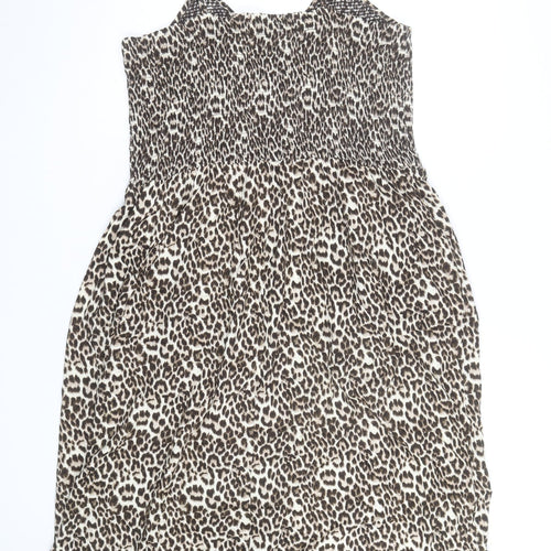 F&F Women’s Brown Leopard Print Sleeveless Slip Dress Size 10
