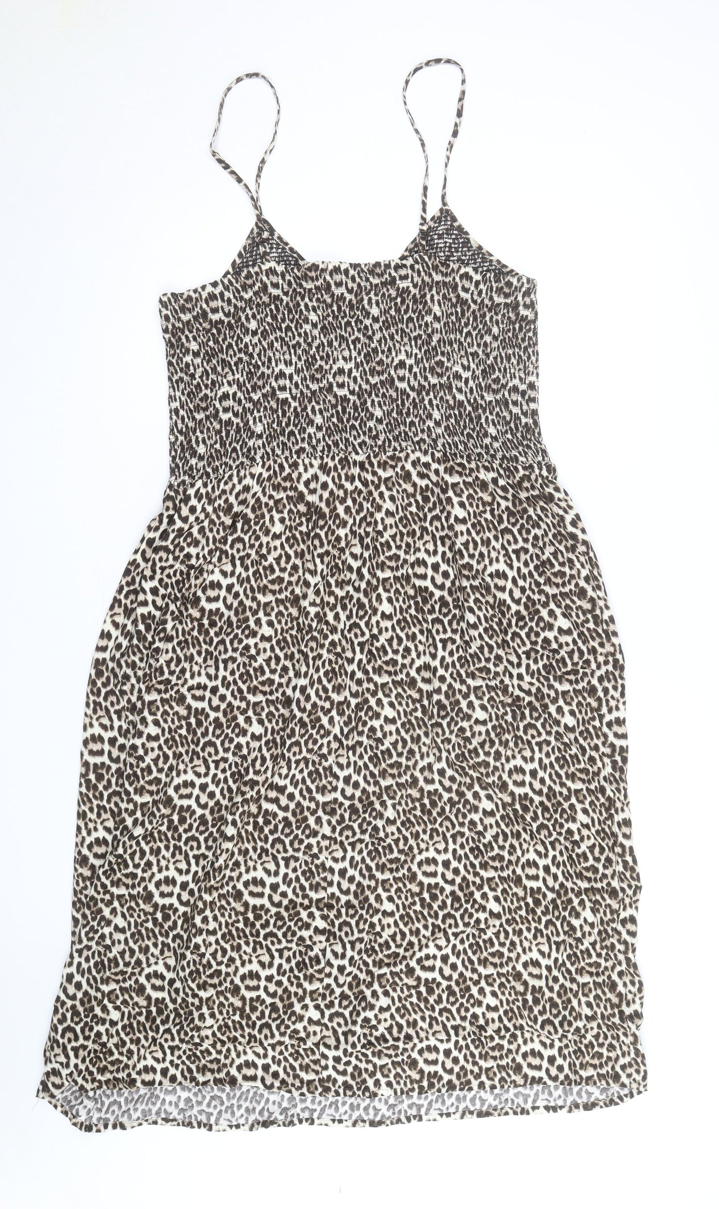 F&F Women’s Brown Leopard Print Sleeveless Slip Dress Size 10