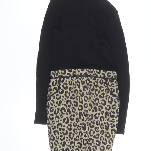 Select Women’s Black Leopard Print Bodycon Dress UK 8
