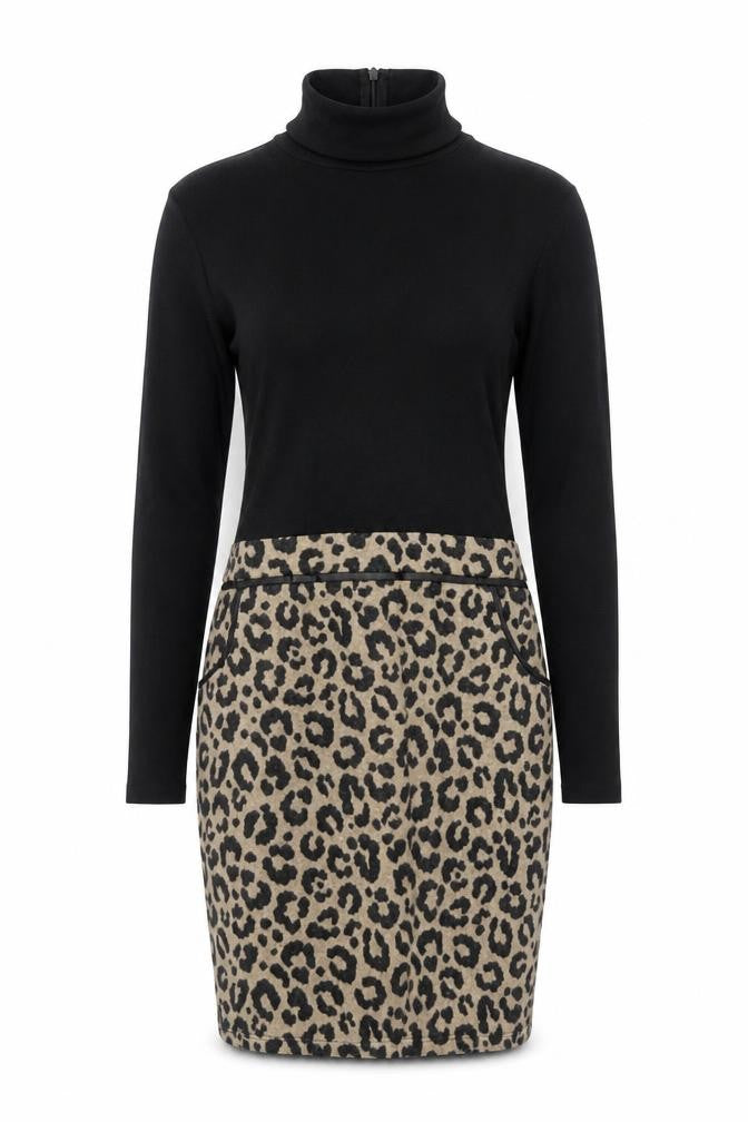 Select Women’s Black Leopard Print Bodycon Dress UK 8
