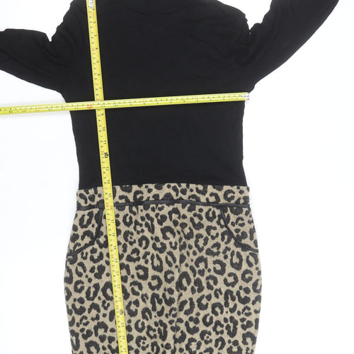 Select Women’s Black Leopard Print Bodycon Dress UK 8