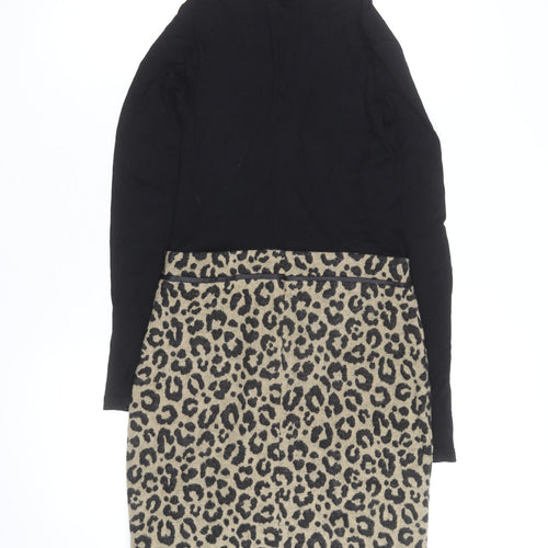 Select Women’s Black Leopard Print Bodycon Dress UK 8