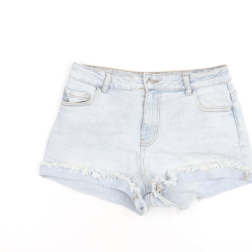 Primark Women Blue High Rise Cut-Off Denim Shorts Size 14