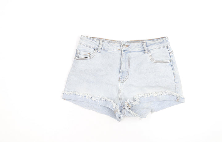 Primark Women Blue High Rise Cut-Off Denim Shorts Size 14