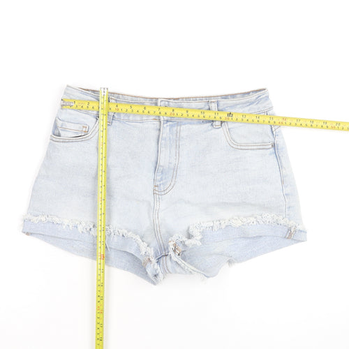 Primark Women Blue High Rise Cut-Off Denim Shorts Size 14