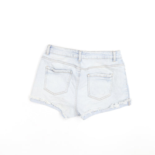 Primark Women Blue High Rise Cut-Off Denim Shorts Size 14