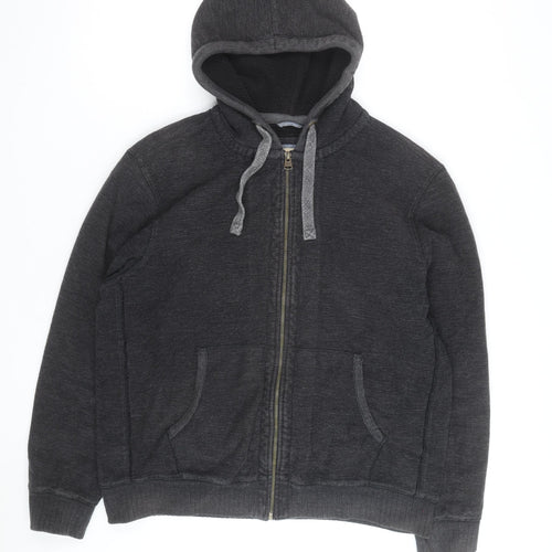 Marks and Spencer Men's Grey Full Zip Fleece Hoodie L