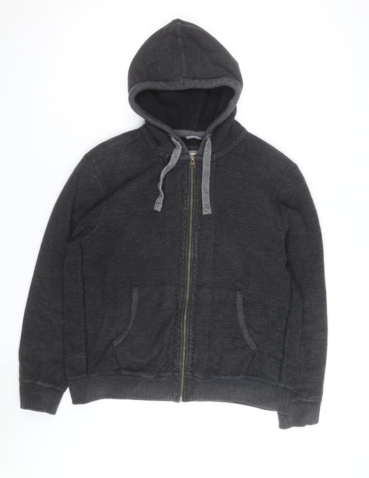 Marks and Spencer Men's Grey Full Zip Fleece Hoodie L