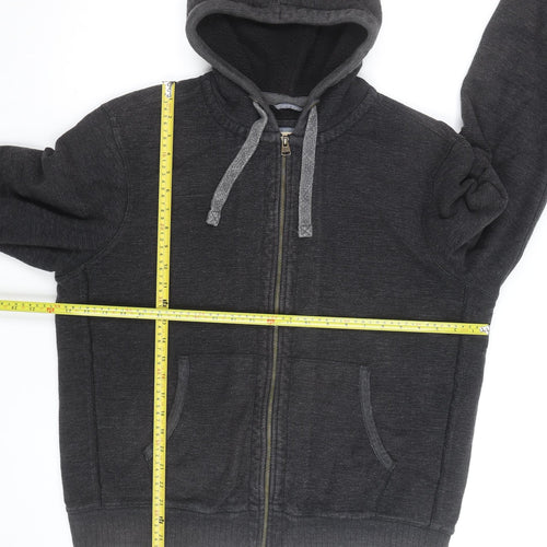 Marks and Spencer Men's Grey Full Zip Fleece Hoodie L
