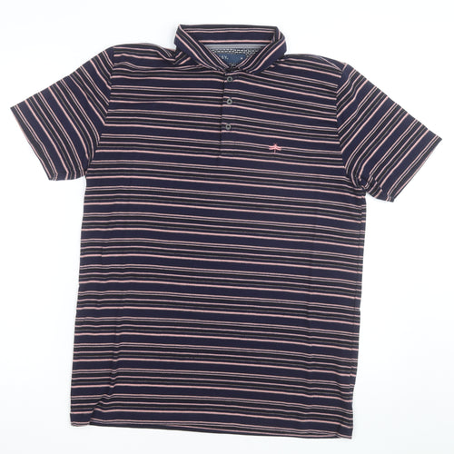 Easy Men’s Blue Striped Collared Short Sleeve Polo Shirt Size M