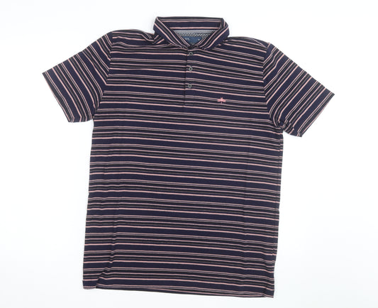 Easy Men’s Blue Striped Collared Short Sleeve Polo Shirt Size M