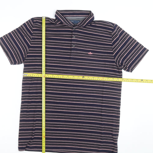 Easy Men’s Blue Striped Collared Short Sleeve Polo Shirt Size M