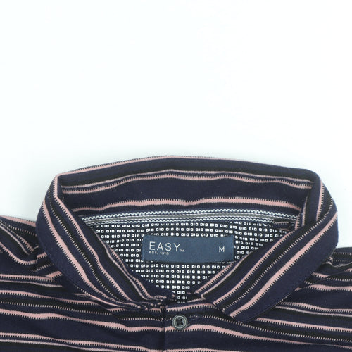 Easy Men’s Blue Striped Collared Short Sleeve Polo Shirt Size M