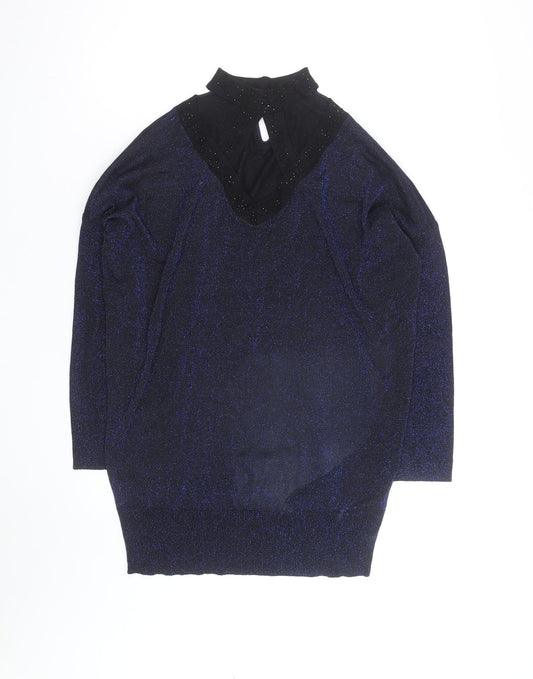Star by Julien Macdonald Women’s Blue Sparkle V-Neck Jumper Size 14