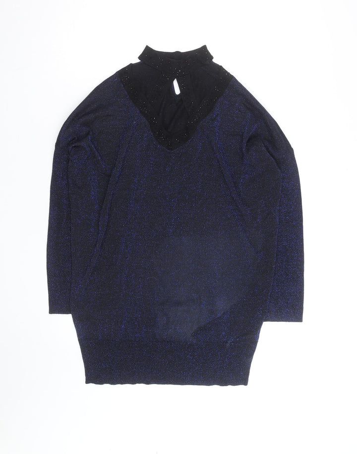 Star by Julien Macdonald Women’s Blue Sparkle V-Neck Jumper Size 14