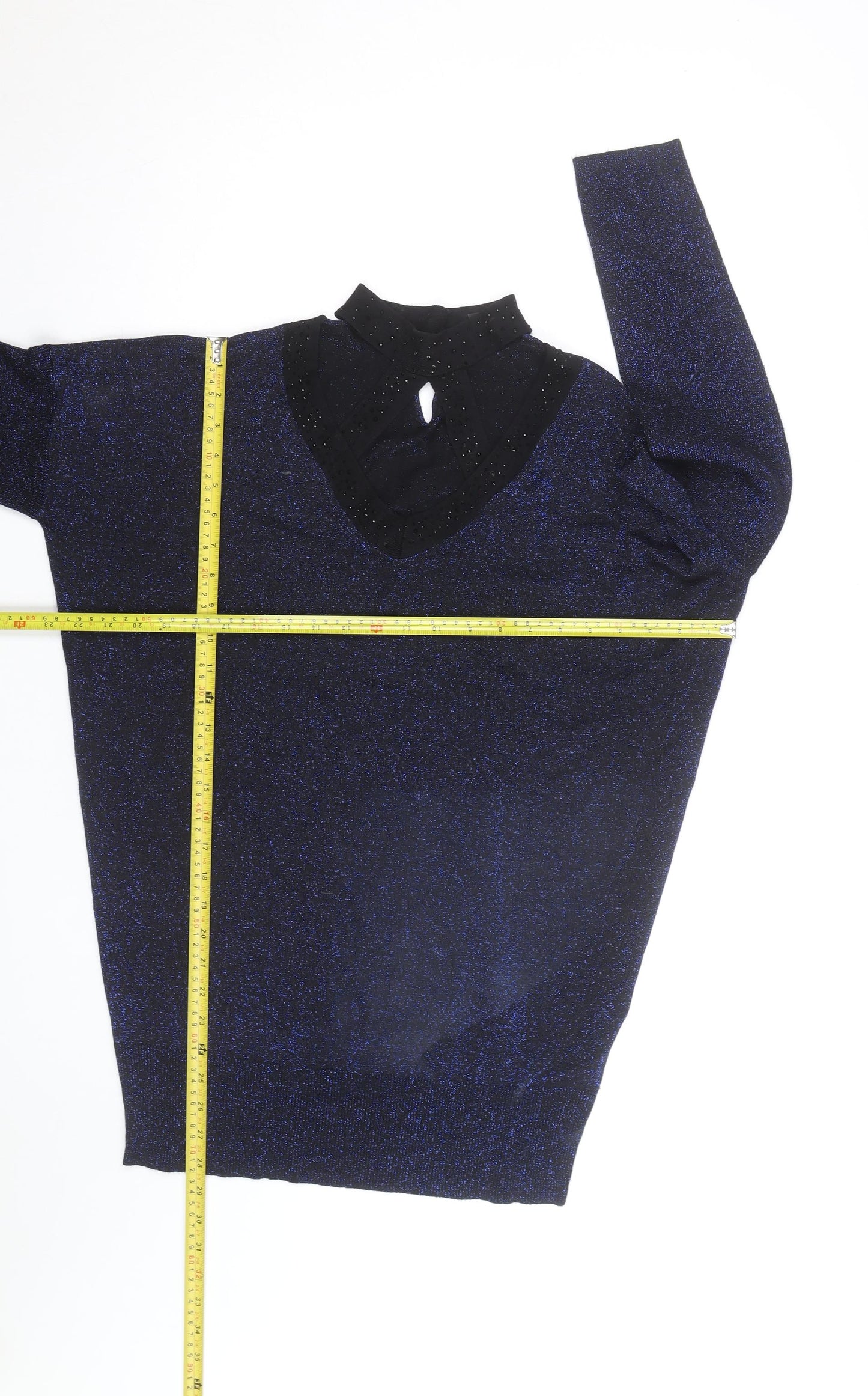 Star by Julien Macdonald Women’s Blue Sparkle V-Neck Jumper Size 14